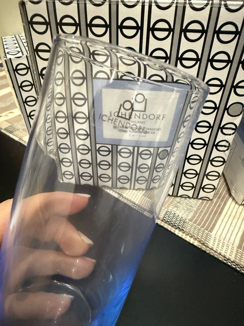 Ichendorf milano drinking glasses (Category: Dinnerware & Cutlery) located in Taguig. Submitted by cams_declutter (Listing ID 1389036687, Image 3). Description: Ichendorf Milano Long tumbler blue ice 2 pcs per box total of 4 .