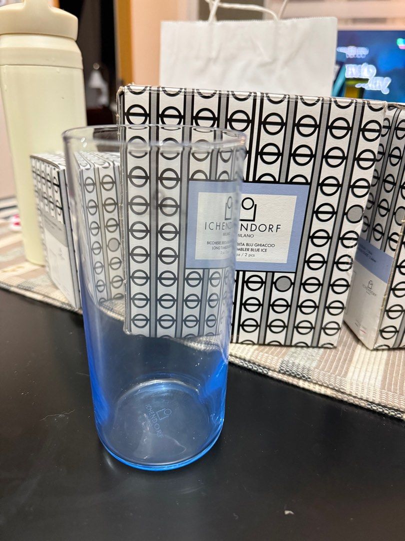 Ichendorf milano drinking glasses (Category: Dinnerware & Cutlery) located in Taguig. Submitted by cams_declutter (Listing ID 1389036687, Image 2). Description: Ichendorf Milano Long tumbler blue ice 2 pcs per box total of 4 .