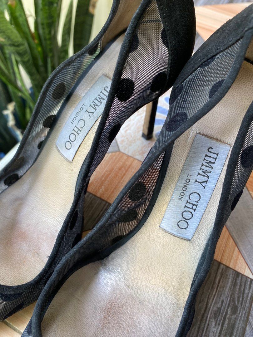Jimmy Choo (Category: Sneakers & Footwear) located in Mangaldan. Submitted by avaph (Listing ID 1388997218, Image 3). Description: Jimmy Choo Black Suede And Mesh Dorothy Polka Dot Bow Pointed Toe Pumps Size 36 1/2.