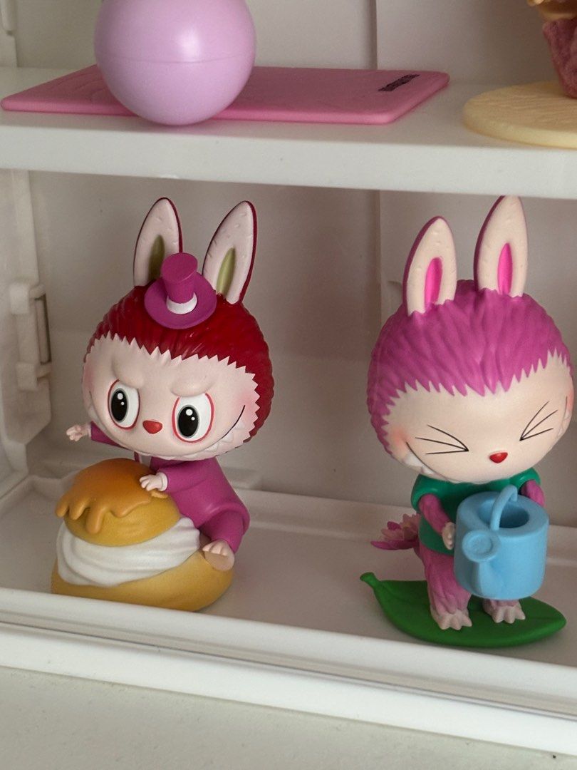 Labubu figurines (Category: Designer & Blind Box Toys) located in Las Pinas. Submitted by olivem (Listing ID 1389039772, Image 1). Description: Buy set for 1k!! 350 each. Complete with box and card.