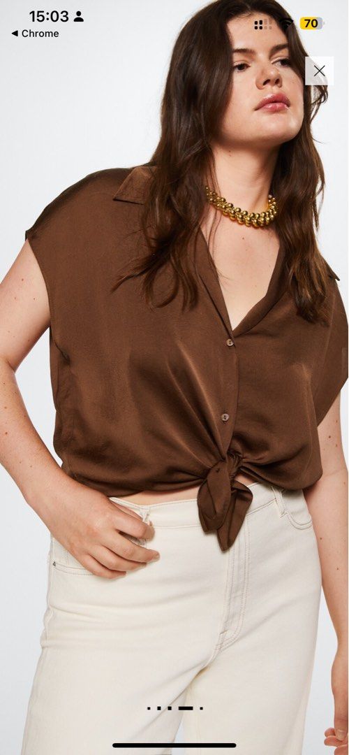 Mango Satin Top (Category: Blouses) located in San Mateo. Submitted by decluttereraaaa (Listing ID 1389052265, Image 2). Description: .