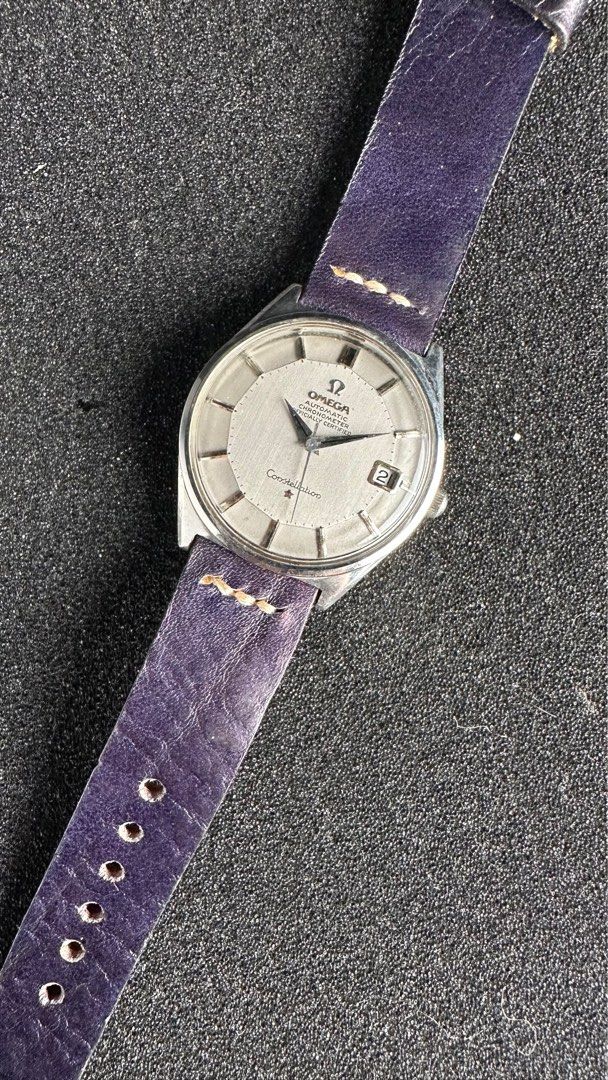 Omega Constellation Piepan Unishell (Category: Luxury Watches) located in Manila. Submitted by olxph_400275733 (Listing ID 1389090222, Image 2). Description: 34mm. Rare Constellation variant with unishell body. Slate gray dial with onyx markers. Too rare to be faked, unlike other piepans. With custom leather strap. Make this yours!.