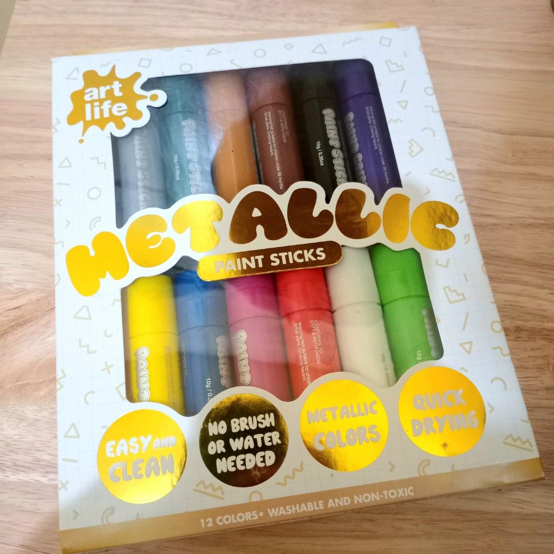 Paint Sticks (Art Materials) (Category: Craft Supplies & Tools) located in Kalibo. Submitted by m76411 (Listing ID 1388933423, Image 1). Description: Paint Sticks ( Metallic Colors) - Easy to use and dries fast! - For artists at heart Dor interested buyers, kindly send me a DM or contact me at 09667129615.