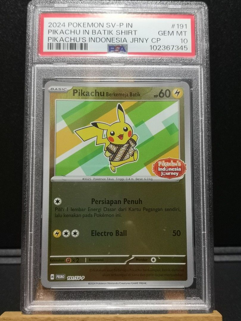Pikachu in Batik Shirt Holo 191/SV-P Indonesia Journey PSA 10