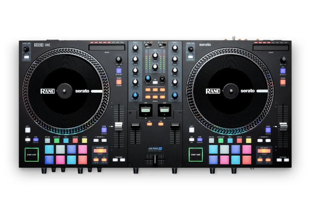 Rane One Controller (Category: Other Audio Equipment) located in Singapore. Submitted by djayfreq (Listing ID 1389087734, Image 6). Description: Complete Serato DJ System – DJ Controller with integrated DJ mixer for Serato DJ Pro (download included) featuring 2 decks of control and dual USB laptop connections for seamless handoffs Personalize your DJ Set - Six quick-launch FX with dual metal paddles; Instant loop controls; Eight performance pads 