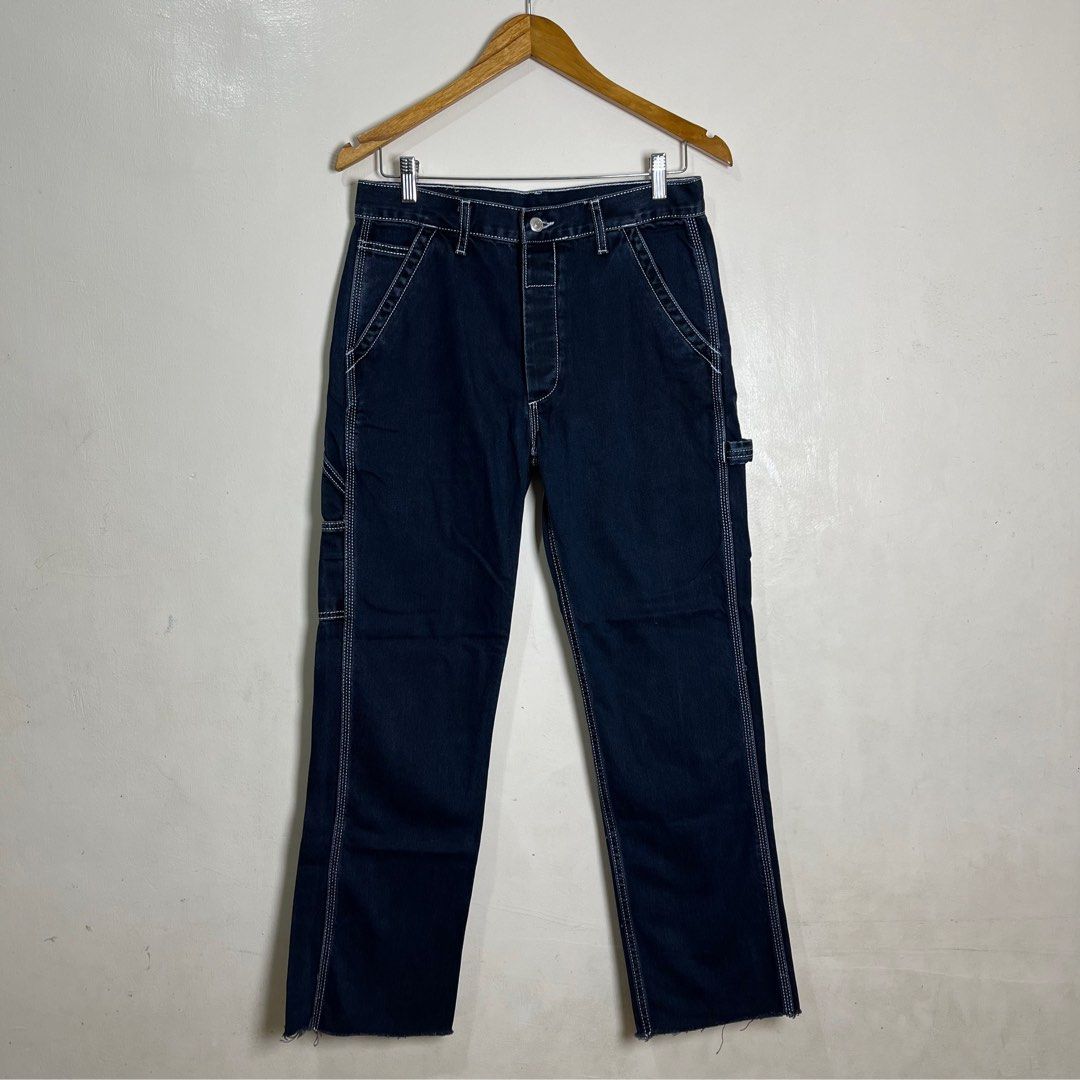 Sandro Paris Mens Carpenter Denim Pants (Category: Jeans) located in Calamba. Submitted by lgnhustler_18 (Listing ID 1389027117, Image 1). Description: Sandro Paris Mens Carpenter Black Denim Pants Size: 28 Waist Size: 30(15 inches) Hip: 19.5 inches Length: 37.9 inches Leg Opening: 7.9 inches Inseam: 27.5 inches Thigh: 11.5 inches Front rise: 11 inches Back rise: 13 inches Condition: Very Good Flaw/s: Cut Hem.