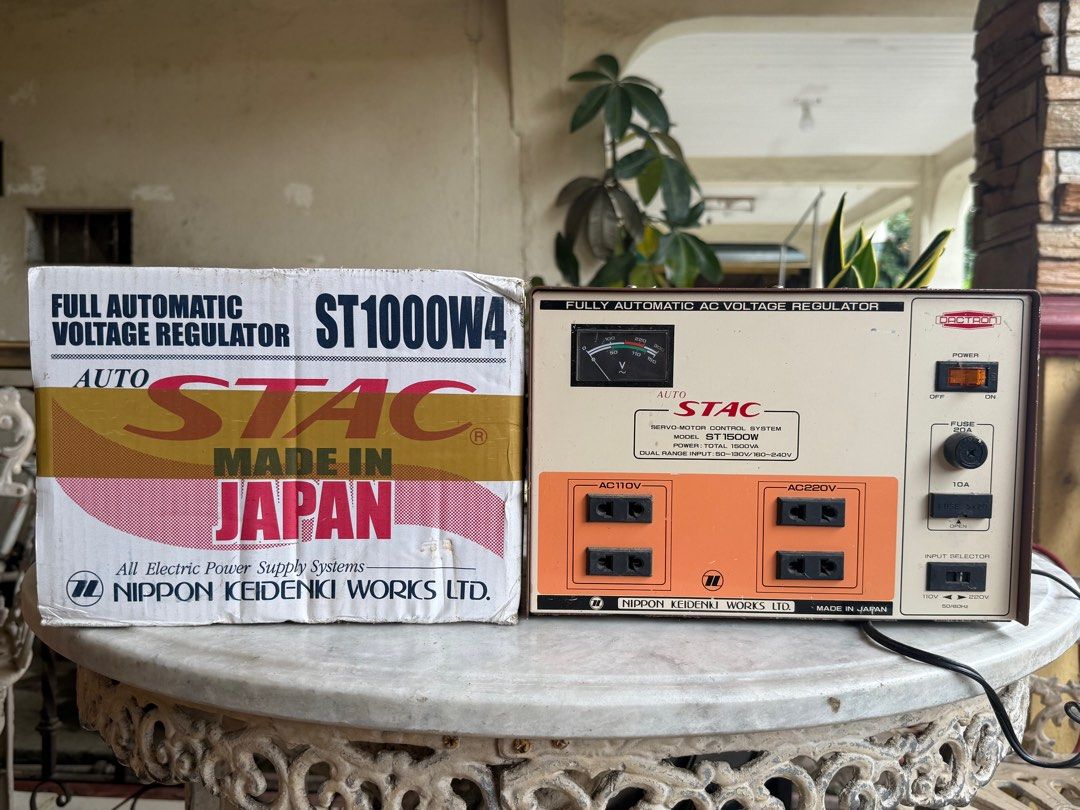 STAC 500W / 1000W / 1500W Voltage Regulator (Category: Electrical, Adaptors & Sockets) located in Manila. Submitted by michaelaamari (Listing ID 1388948791, Image 2). Description: STAC 1000 W - Brand New - ₱5000 STAC 1500 W - Slightly used - ₱6000 STAC 1000W - Slightly used - ₱3500 STAC 500W - Slightly used - ₱1500 May meet-up in Batangas SF by Buyer.