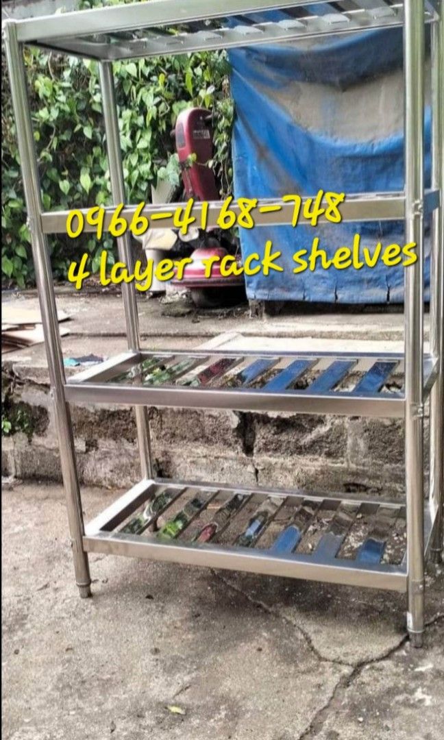 STAINLESS RACK SHELVES FOR SALE (Category: Bathroom & Kitchen Fixtures) located in Manila. Submitted by davearonda40644 (Listing ID 1389005275, Image 1). Description: STAINLESS RACK SHELVES MADE IN HIGH GRADE 304 STAINLESS STEEL ASSEMBLED TYPE IN STOCK 3 DIFFERENT SIZES 100X50X155CM 120X50X155CM 150X50X155CM FIX SIZE AND DESIGN CASH ON DELIVERY.