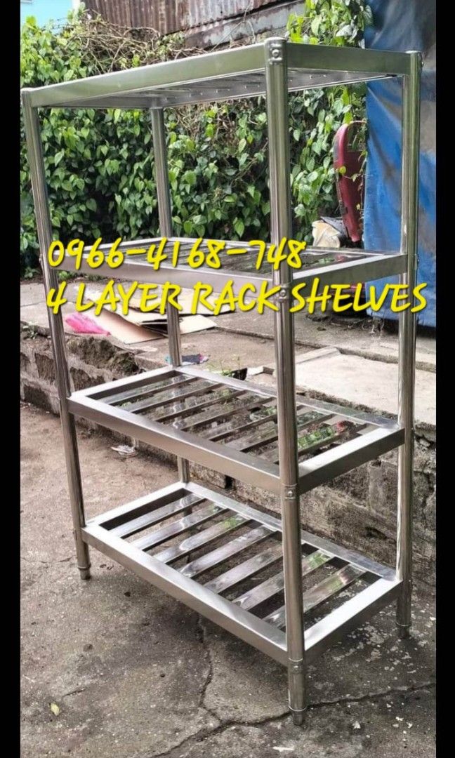 STAINLESS RACK SHELVES FOR SALE (Category: Bathroom & Kitchen Fixtures) located in Manila. Submitted by davearonda40644 (Listing ID 1389005275, Image 2). Description: STAINLESS RACK SHELVES MADE IN HIGH GRADE 304 STAINLESS STEEL ASSEMBLED TYPE IN STOCK 3 DIFFERENT SIZES 100X50X155CM 120X50X155CM 150X50X155CM FIX SIZE AND DESIGN CASH ON DELIVERY.