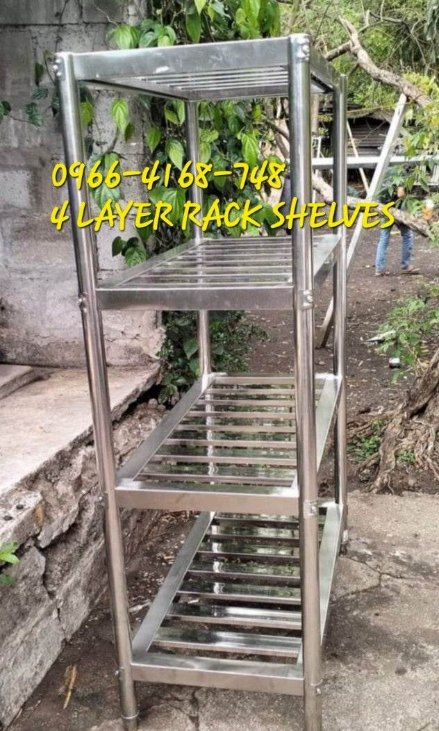 STAINLESS RACK SHELVES FOR SALE (Category: Bathroom & Kitchen Fixtures) located in Manila. Submitted by davearonda40644 (Listing ID 1389005275, Image 3). Description: STAINLESS RACK SHELVES MADE IN HIGH GRADE 304 STAINLESS STEEL ASSEMBLED TYPE IN STOCK 3 DIFFERENT SIZES 100X50X155CM 120X50X155CM 150X50X155CM FIX SIZE AND DESIGN CASH ON DELIVERY.