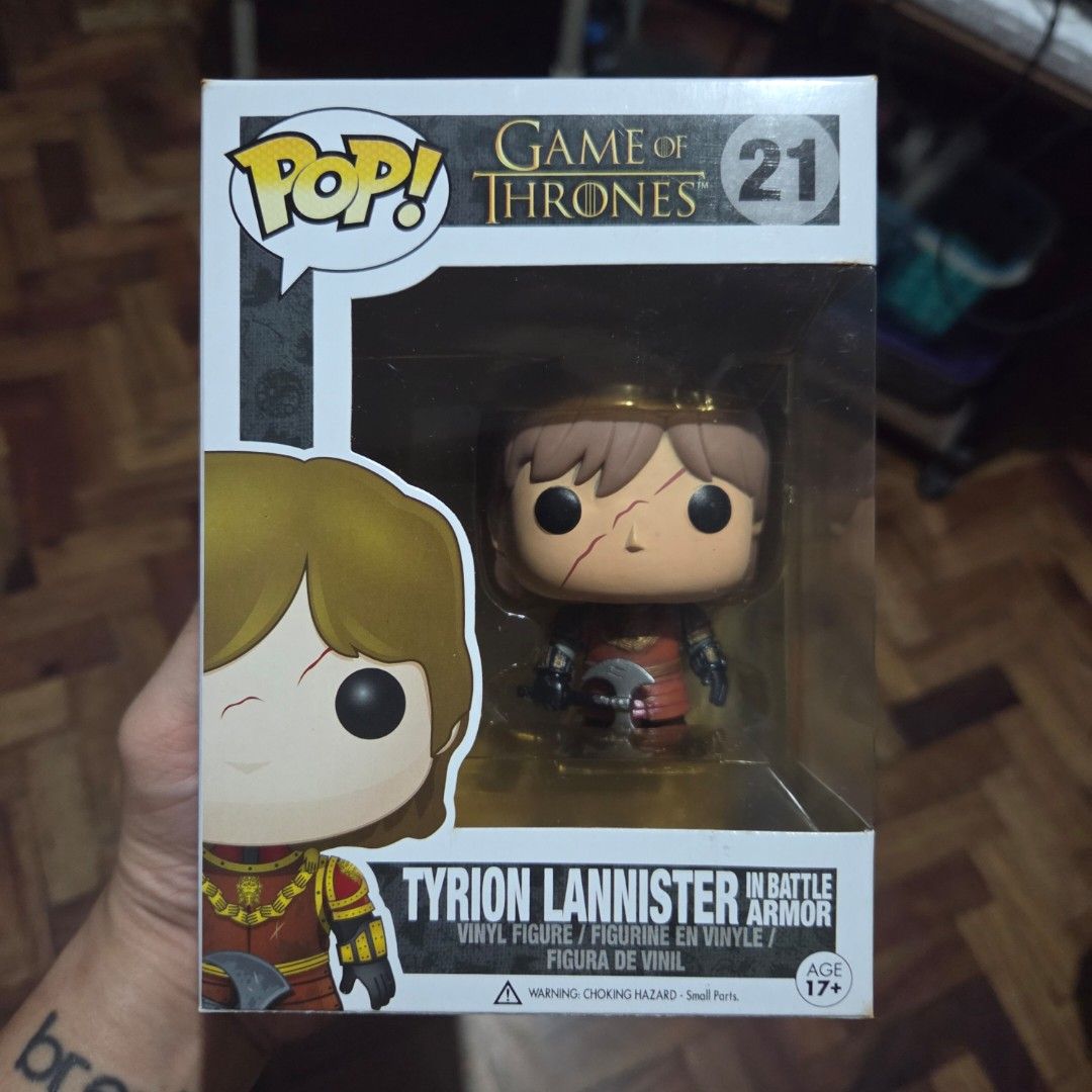Tyrion Lannister Funko Pop (Category: Figurines & Statues) located in Cainta. Submitted by DBdibs (Listing ID 1388914552, Image 1). Description: 👀 Reading is essential. Make reading a habit. Funko Pop! - Television Game of Thrones Tyrion Lannister in Battle Armor #22 OG box ⭐ Authentic ⭐ Never Out Of Box (NOOB) ⭐ Add 40 for new protector ⭐ Pop in excellent condition. Box as small crease at the top (See last photo) 🏠 Item will be coming from Cai