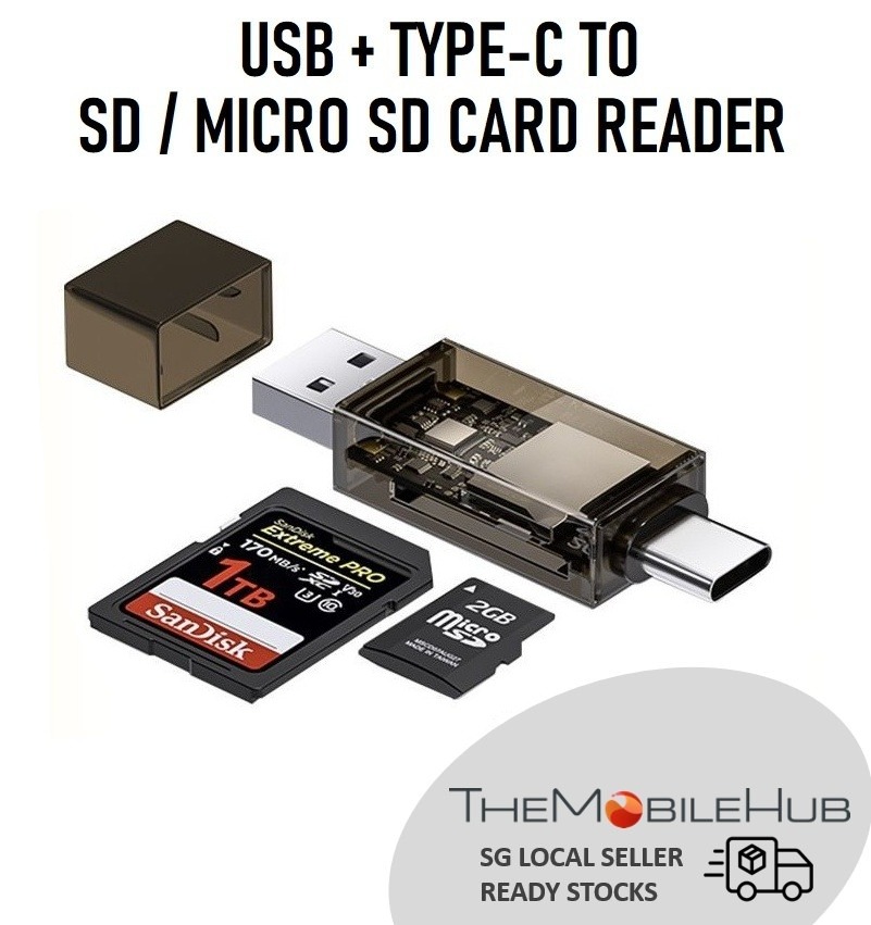 USB + Type-C SD Card TF Micro SD Card Reader Memory Card Reader Laptop ...
