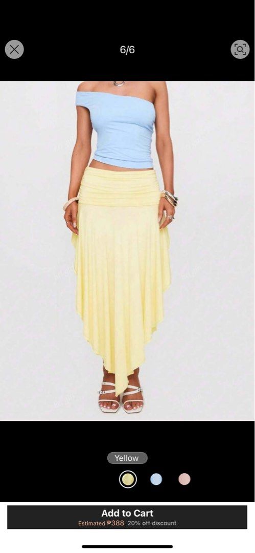 Yellow ruffle high waist maxi skirt (Category: Skirts) located in Quezon City. Submitted by hellowtoall (Listing ID 1388936668, Image 2). Description: Can fit S/M. Not see through. Great quality and fabric. Yellow maxi ruffle skirt! Super pretty. Rfs: Delivery just didn’t make it on time for my trip .