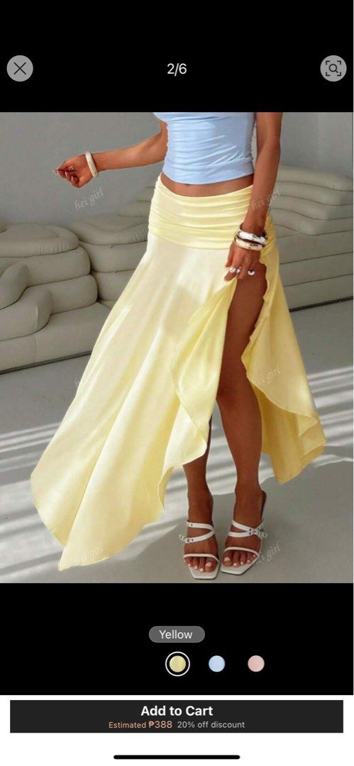 Yellow ruffle high waist maxi skirt (Category: Skirts) located in Quezon City. Submitted by hellowtoall (Listing ID 1388936668, Image 1). Description: Can fit S/M. Not see through. Great quality and fabric. Yellow maxi ruffle skirt! Super pretty. Rfs: Delivery just didn’t make it on time for my trip .