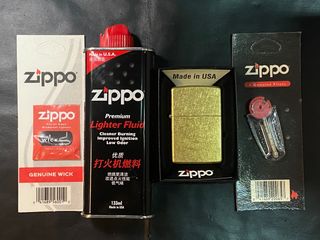 Zippo Copper Lighter with White Gasoline, Flint and Wick64217607684738110