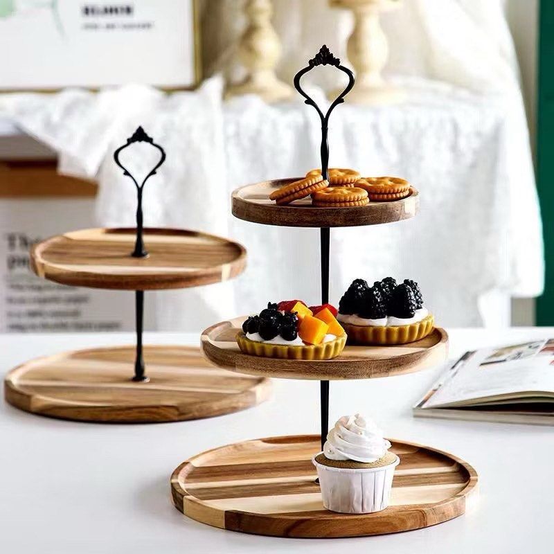 Acacia wooden dessert stand (Category: Food Organization & Storage) located in Makati City. Submitted by meticoolous (Listing ID 1389130188, Image 3). Description: size: 20-25-30cm with brown box included.