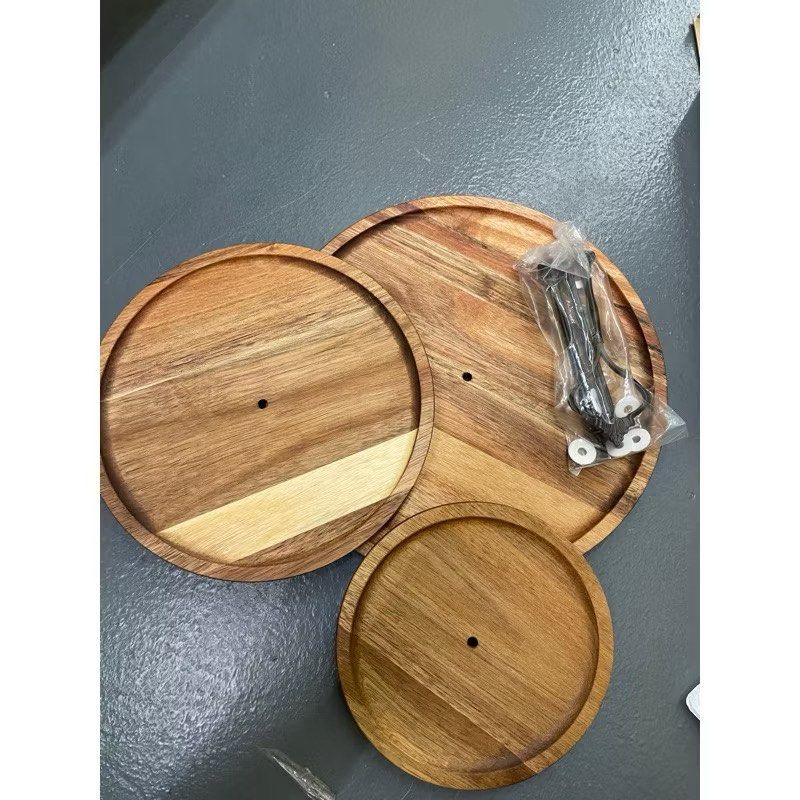 Acacia wooden dessert stand (Category: Food Organization & Storage) located in Makati City. Submitted by meticoolous (Listing ID 1389130188, Image 2). Description: size: 20-25-30cm with brown box included.