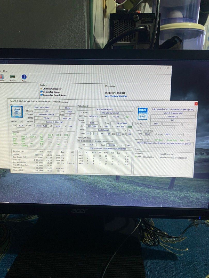 Acer Veriton X6630G (Category: Desktops) located in Taguig. Submitted by veensb (Listing ID 1389283795, Image 3). Description: CPU: Intel i5-4460 GPU: Integrated Graphics RAM: 16GB Dual Channel STORAGE: Ramsta SSD 256GB (Fast boot) INCLUSION: MONITOR 21 INCHES KEYBOARD MOUSE Perfect for Work from Home, Roblox, School P 8,000 PM IF INTERESTED .