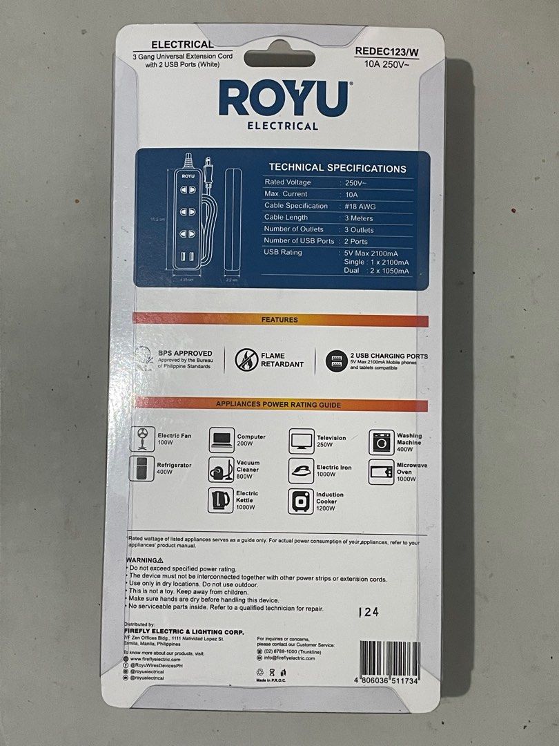 Brand New (Unopened) Extension Cord with 2 USB Outlets (Category: Electrical, Adaptors & Sockets) located in Manila. Submitted by weeji (Listing ID 1389222586, Image 2). Description: RFS: excess purchase -bought from handyman -can send you the receipt -shipping fee will be shouldered by the buyer.