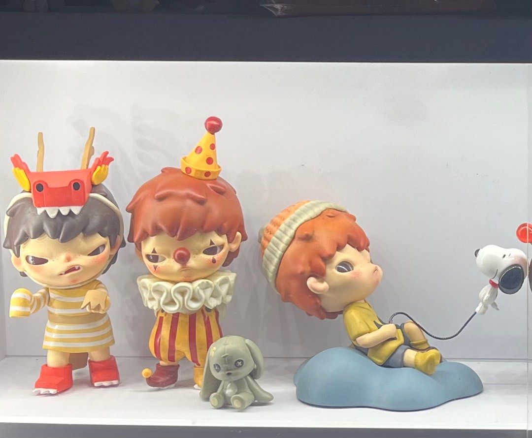 Hirono Specials/Secret (Category: Designer & Blind Box Toys) located in Manila. Submitted by jmbrl (Listing ID 1389200866, Image 2). Description: Prankster Loong ₱1500 Sad Clown ₱2200 Hirono x Peanuts ₱1400 Doll Panda ₱1200 Solitary Hermit [SOLD] See you ₱650 Never Growing Up ₱3700 - no cards, with box and foil - Boxes were folded, but in great condition - PAYO 📍South Cot. Mop: gcash/gotyme Mod: jnt/lbc.