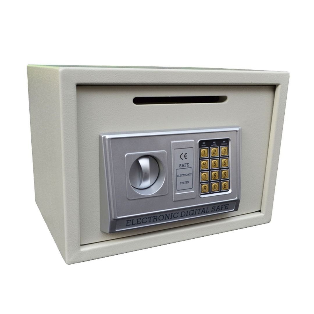 iSAFE™ SF-25H Electronic Digital Safe with Drop hole (Category: Safe) located in Makati City. Submitted by costuless_inc. (Listing ID 1221721817, Image 1). Description: Item Code: iSF-25H SALE PRICE: ₱2,699.00 Note: Price may change without prior notice. iSAFE™ Electronic Digital Safe with Drop hole ♡ Colors: Beige & Black ♡ Size: H25 x W35 x D25cm ♡ Material: Steel ♡ Simple keypad interface ♡ One-touch re-set button inside safe ♡ Time out period