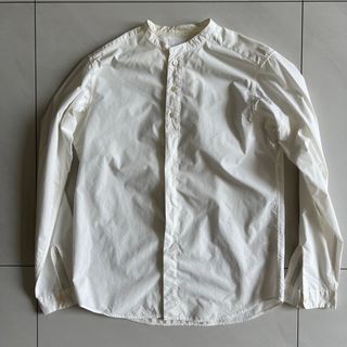 トップス lemaire bandcollar pullover shirts uniqlo x lemaire] band collar popover shirt in white oxford