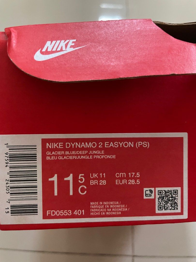 Original Nike Dynamo 2 Easyon in Glacier Blue/Deep Jungle (Category: Babies & Kids Fashion) located in Antipolo. Submitted by LJH11 (Listing ID 1389112731, Image 3). Description: Lightly used. Easy to wear for kids at it’s slip on. Bought last June 2024 only. Price is slightly negotiable. Size: 11.5c / 17.5cm .