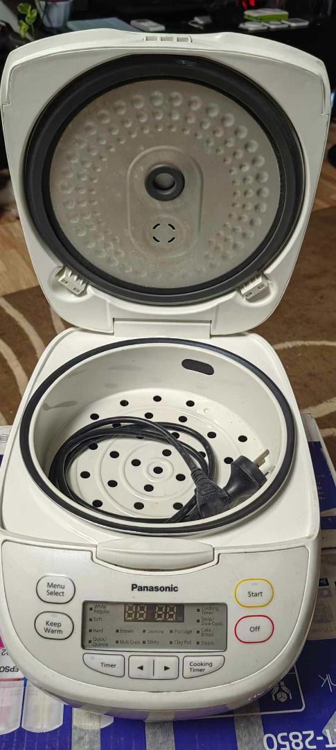 Panasonic Multi Function Rice Cooker (Category: Cookers) located in Rizal. Submitted by joan5505 (Listing ID 1389255054, Image 3). Description: Panasonic Multi Function Rice Cooker Good Condition Function White regular Soft Hard Quick/Quinoa Brown Jasmine Porridge Multi Grain Sticky Clay Pot Cake/Bread Steam Note:missing handle (no use) 220v 10cups Pick up in Taytay.
