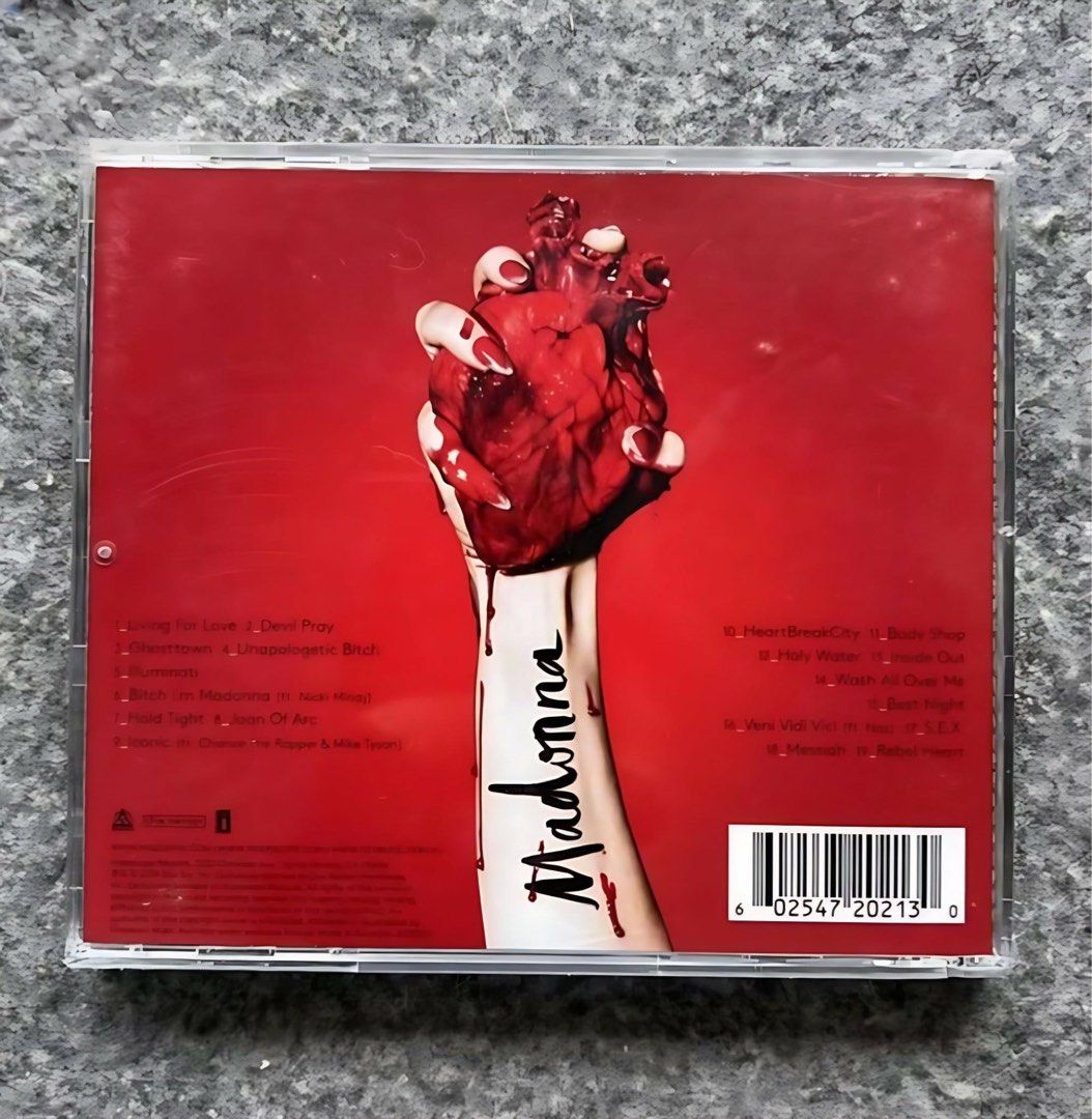 Rebel Heart - Madonna CD (Category: CDs & DVDs) located in Dasmarinas. Submitted by ohsnaprecords (Listing ID 1389131075, Image 2). Description: Mode of Payment: Gcash/Paypal Mode of Delivery: JNT/GGX Shoulder po ng buyer ang shipping fee. Interested? Dm me.