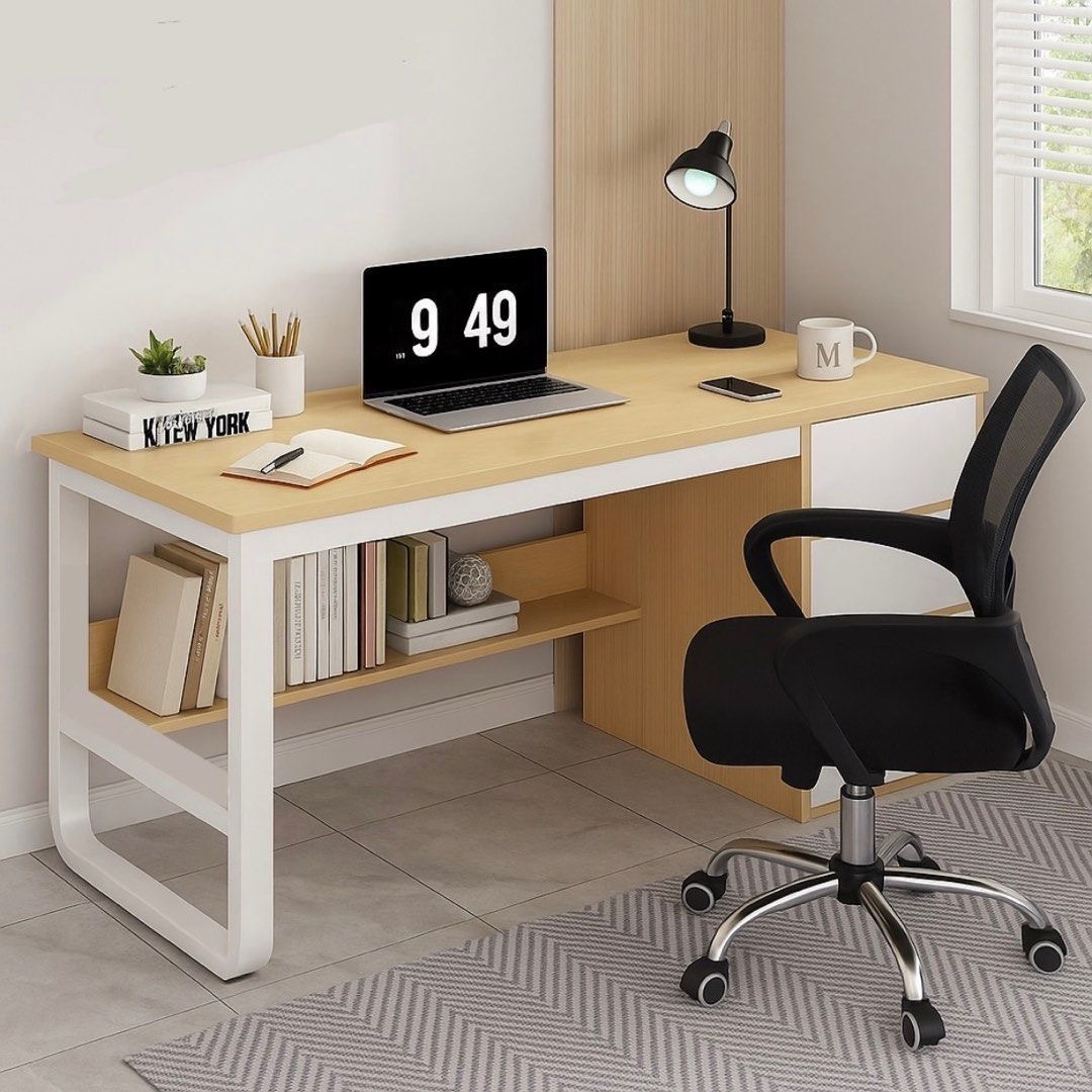 Study Desk + Chair Bundle | Office Work Desk And Chair Set | Computer ...