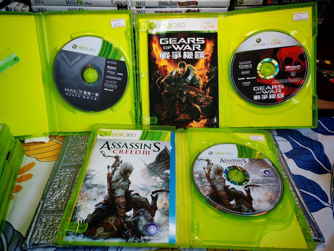 XBOX 360 GAMES (Category: Xbox) located in Santa Rosa. Submitted by tristanmunoz (Listing ID 1389230838, Image 2). Description: FOR SALE!!! PHP 500 ASSASSINS CREED 3 (NO MANUAL) HALO REACH (WITH MANUAL) GEARS OF WAR (WITH MANUAL) NTSC-J 100% Authentic Tested working condition Can do video calls Warranty: 24 hours testing warranty, will do change/return if item are proven damaged (will be void if defect is caused by accident, misuse, negligence, i