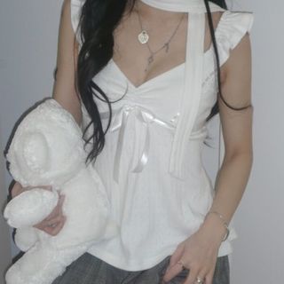 angelnumber555 白色蝴蝶結 purity top64213439228545110