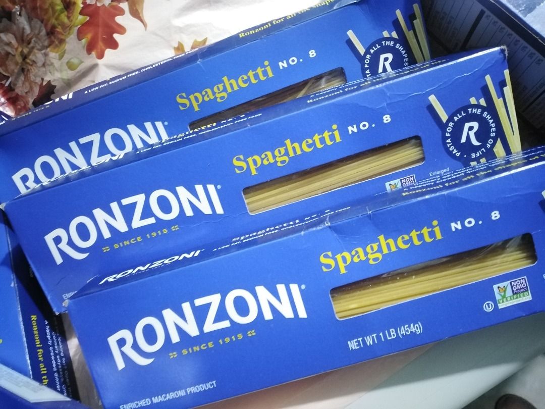 BARILLA & RONZONI SPAGHETTI (Category: Rice & Noodles) located in Taguig. Submitted by juls0607 (Listing ID 1389411809, Image 2). Description: Low fat, sodium free, cholesterol free food RONZONI Spaghetti#8, 1 lb., 454g. - Best before: Sept. 22, 2026 COLUMBIA Spaghetti, 1 lb., 16 oz, 454g. - Best before: Apr. 09, 2026 BARILLA Spaghetti, 2 lb., 908g - Best before: May 01, 2027 - Php200.00 Price less compare to supermarket..