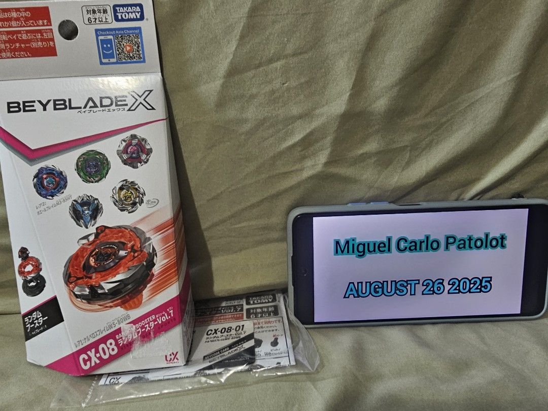 Beyblade X Tomy Takara (Category: Action & Battle Toys) located in Makati City. Submitted by maigeruelg54917 (Listing ID 1389303739, Image 3). Description: Selling everything sealed with codes ( BANKEE , JAPAN ) Cx-07 Pegasus Blast ( BANKEE w/code) - 1250 php Cx-08 Wheel Prize bey ( BANKEE w/code) - 1700 ( sold repriced ) Cx-08 Pink Shell 7-70 Wallball ( BANKEE w/code) - 1050php Dark percues (BANKEE w/code) - 650 srp Bx-34 Cobalt dragoon (Japan w