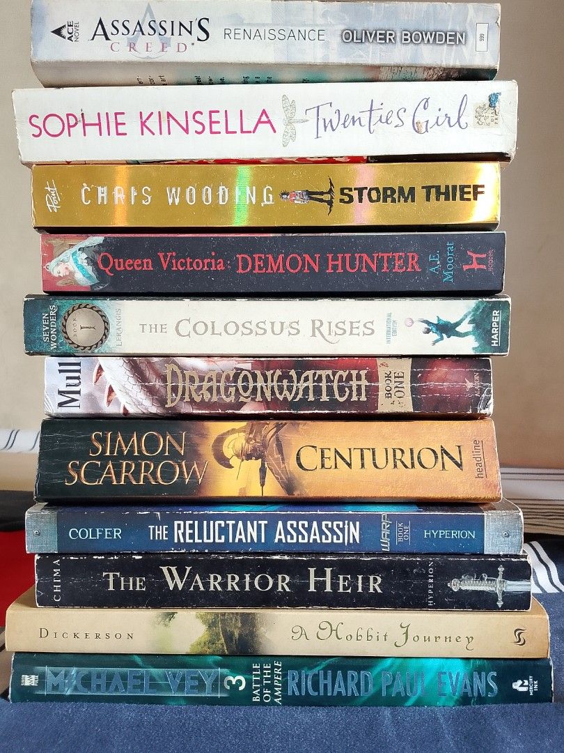 Books for sale (Category: Storybooks) located in Taguig. Submitted by jpdimacutac (Listing ID 1389333309, Image 1). Description: price list Assassin Creed - 150 A hobbit journey - 150 Twenties Girl - 100 Storm thief - 100 Demon hunter - 100 The Colossus Rises -100 Dragon watch - 100 Centurion - 100 The Reluctant Assassin - 100 The Warrion Heir - 100 Michael Very - 100 Mop: gcash Mod: Jnt/lalamove Location: Taguig City Nationwide shipping availabl