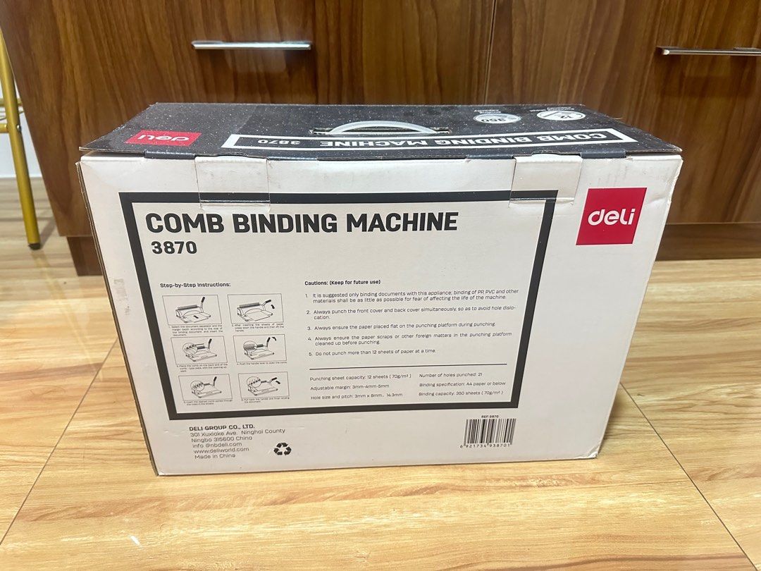 COMB BINDING MACHINE - DELI (Category: Office & Business Technology) located in Manila. Submitted by mingmingtsu_ (Listing ID 1389469223, Image 3). Description: Can use as new and not abused WITH FREE BINDING RINGS (White) Rarely used, since switched to ipad Good for binding and printing business.