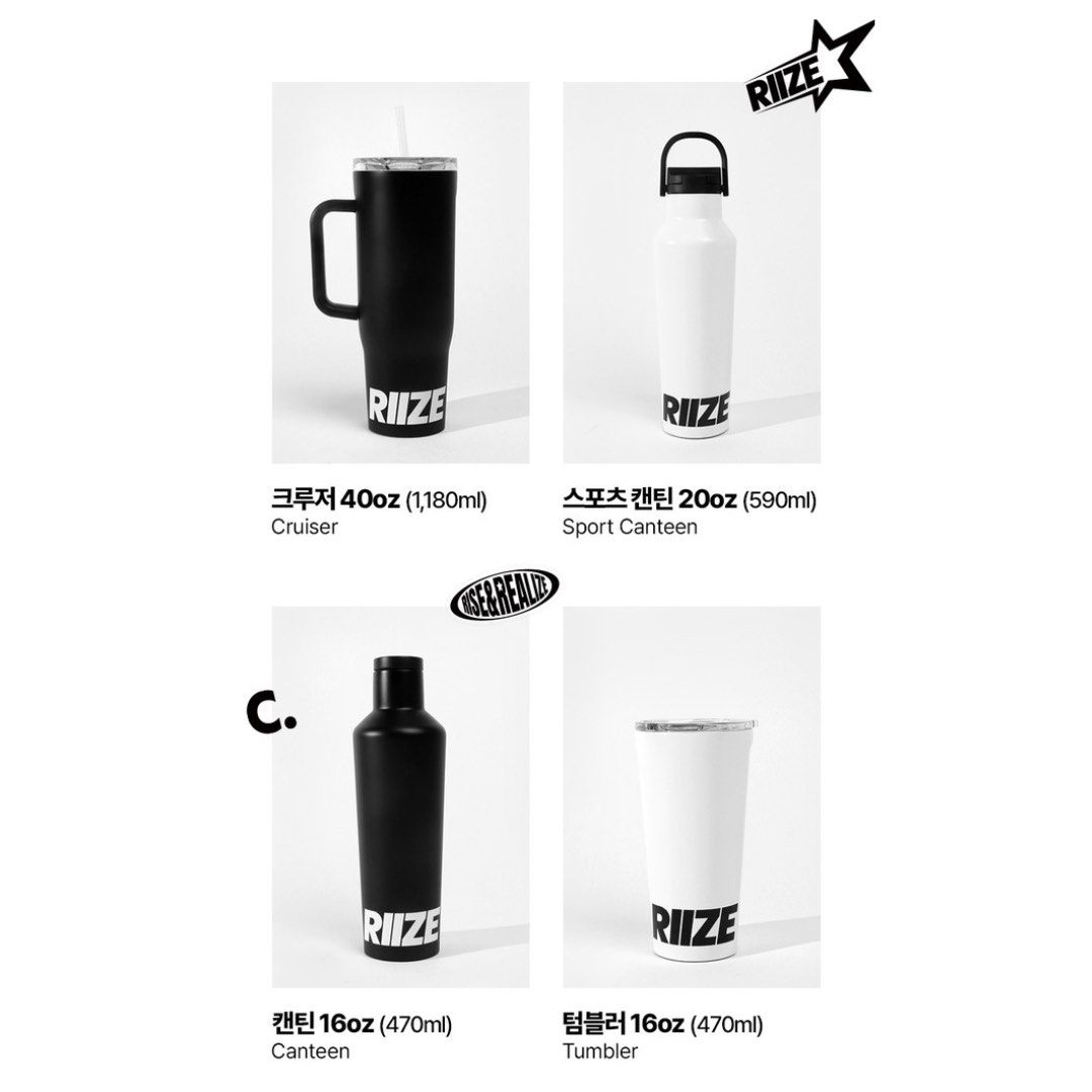 CORKCICLE X RIIZE MD | PRE-ORDER (Category: Water Bottles & Tumblers) located in Paranaque City. Submitted by joyfindsmnl (Listing ID 1389385068, Image 2). Description: CORKCICLE X RIIZE MD | PRE-ORDER 🛍 SMTOWN & STORE 🏷 Cruiser 40oz. ₱2,900 🏷 Sport Canteen 20oz. ₱2,550 🏷 Canteen 16oz. ₱2,180 🏷 Tumbler 16oz. ₱2,180 🎁 POB: * Buy SPORT CANTEEN or CRUISER products, you will receive a 6-piece RIIZE photo card SET. * Buy TUMBLER or CANTEEN produ