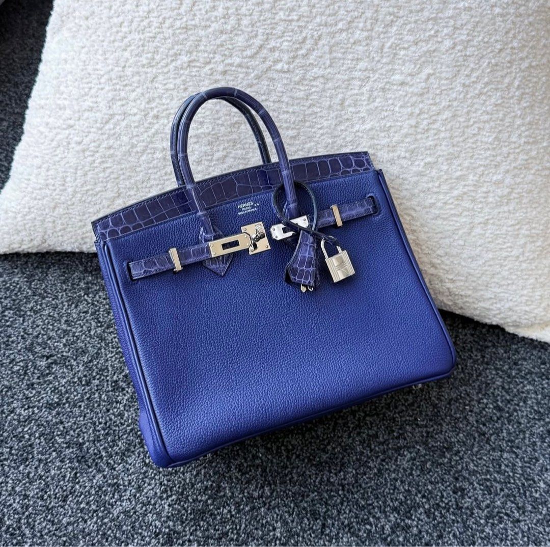 Hermes Birkin 25 Touch Blue Encre Shiny Nilo/Togo Phw, Luxury