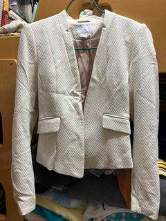 H&M 米白暗花修身短款女西裝褸 Blazer64242490910595110