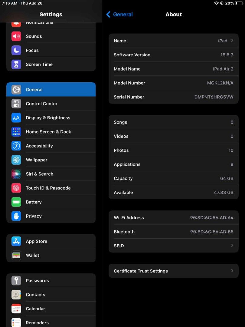 Ipad air 2 64 gb (Category: iPad) located in Norzagaray. Submitted by rimaamenah (Listing ID 1389480417, Image 2). Description: Rush sale 3500 if kunin today Unit +Charger No box Spare device only Marikina/Pasig.