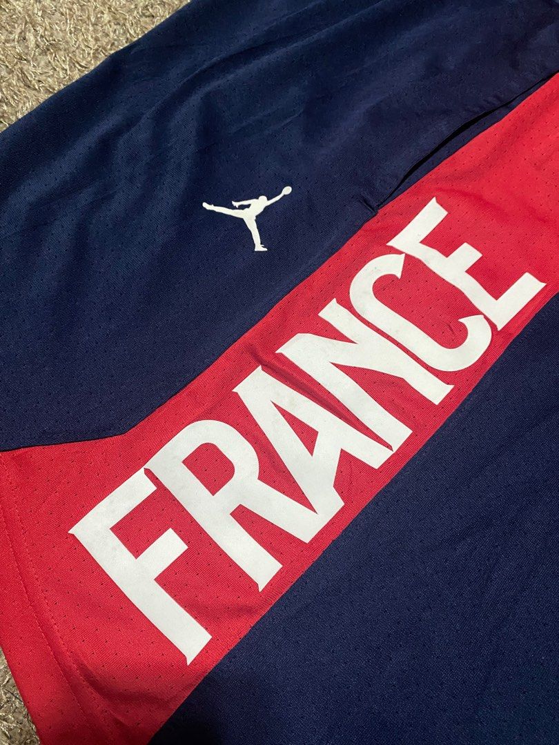 Jordan France (Category: Shorts) located in Roxas City. Submitted by wholelotta999 (Listing ID 1389377660, Image 2). Description: - Air Jordan France Mesh Shorts Size: XL - XXL / 34 - 42 Best fits (Adjustable by lace) Length: 21 France script & Jumpman logo are rubberized No flaws Like new 9.5 / 10 Overall Needs wash 📩.