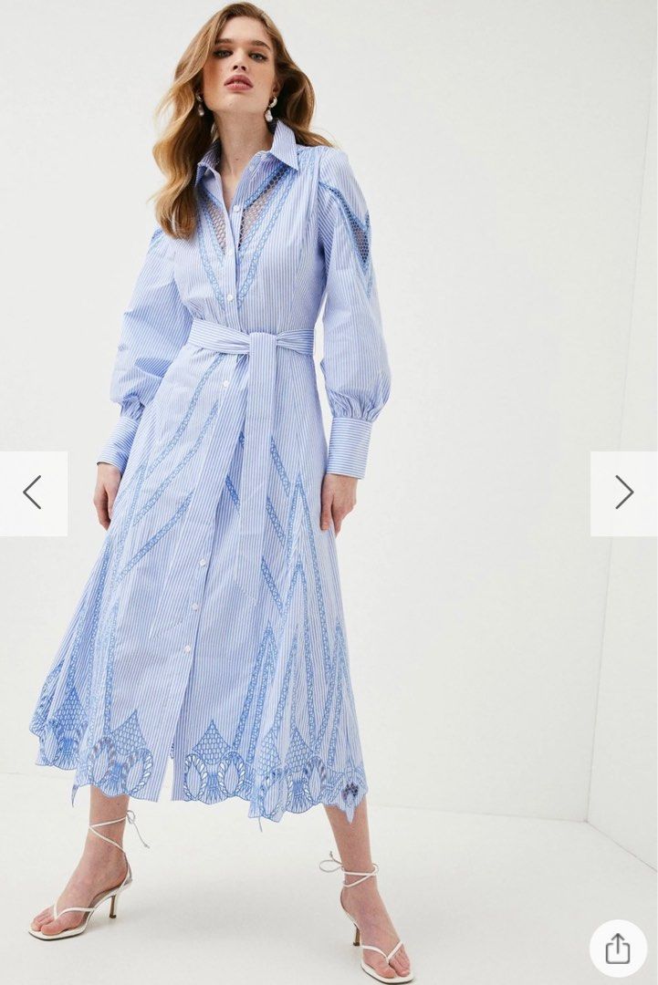 Karen Millen Cutwork Poplin Embroidered Woven Maxi Shirt Dress, Women's  Fashion, Dresses & Sets, Dresses on Carousell