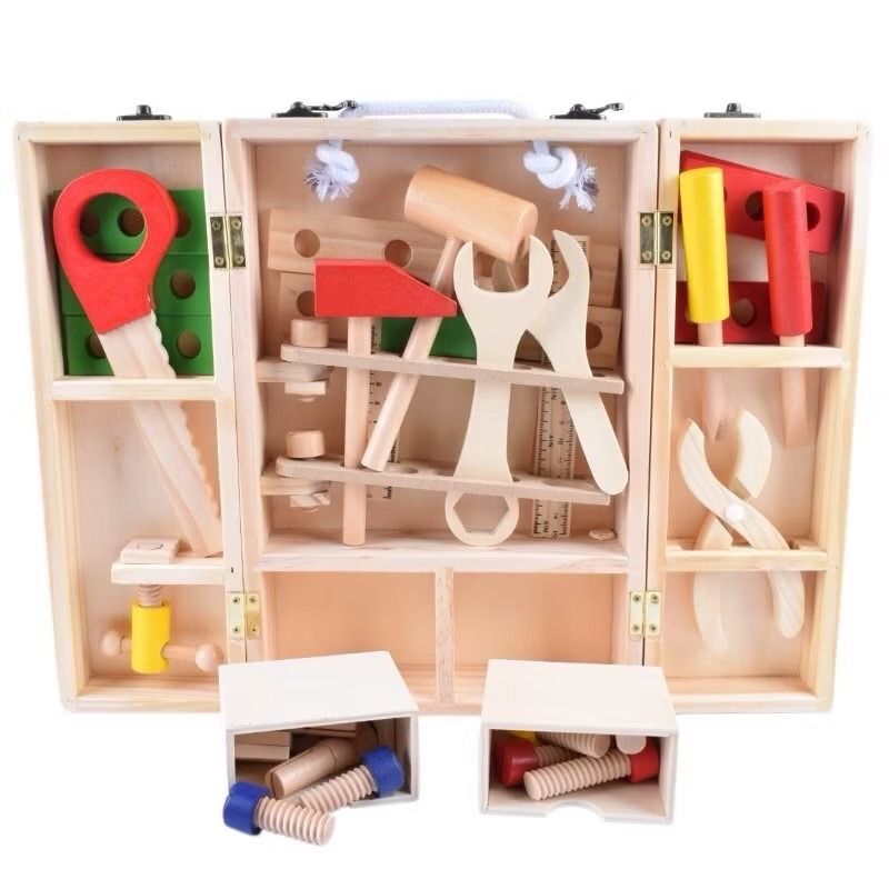 Kids Wooden Tool Box Toys (Category: Educational & Learning Toys) located in Quezon City. Submitted by jewelraestoyshop (Listing ID 1389468021, Image 1). Description: Kids Wooden Tool Box Toys Complete Set Brand New 520 only 1 set COD Nationwide Lalamove within Metro Manila .