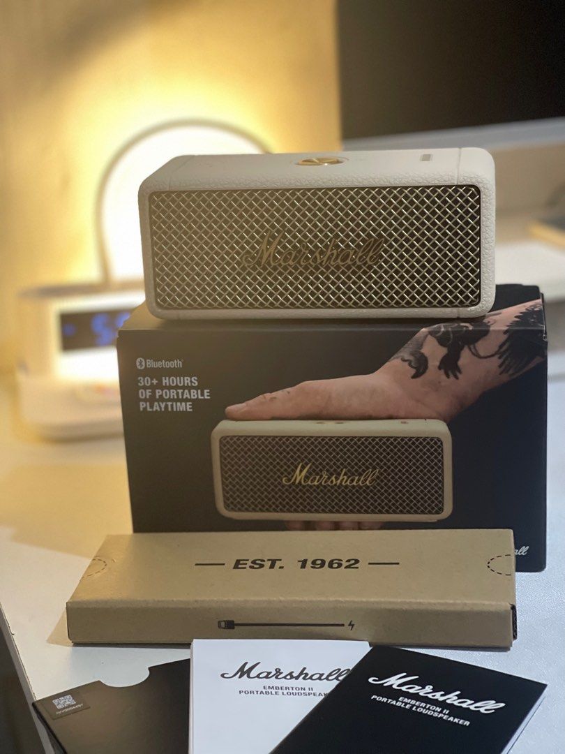 MARSHALL - EMBERTON II (CREAM) (Category: Soundbars, Speakers & Amplifiers) located in Manila. Submitted by jowannnnaaaaa (Listing ID 1389390530, Image 3). Description: lady owned rarely used no issues no dents no stains bought last year (lost receipt) bought at MOA Digital Walker rfs - need funds.