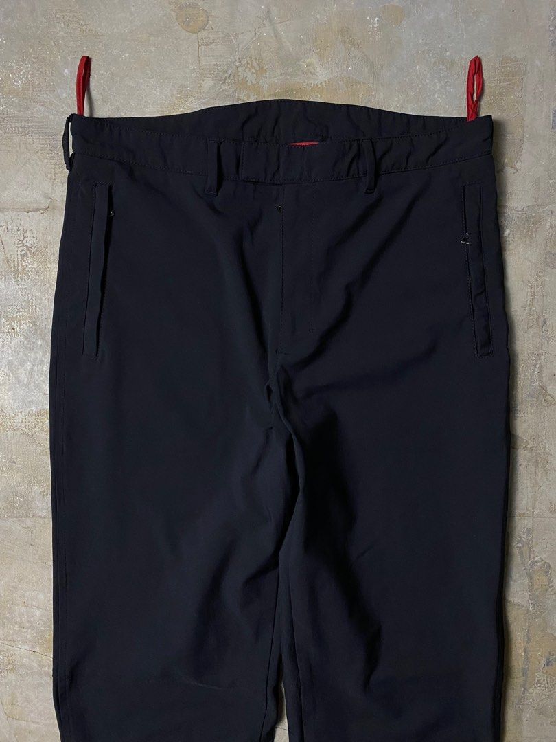 Prada SS99 Technical Trouser (Category: Trousers) located in Quezon City. Submitted by insidethreads_ (Listing ID 1389480264, Image 2). Description: Size: 30-31 Waist Condition: 10/10 Material: 100% Polyester Made in: Italy Dimensions Length: 41” Inseam: 32” Thigh: 12” Knee: 9.5” Leg opening: 7.5” Front rise: 10.5” .