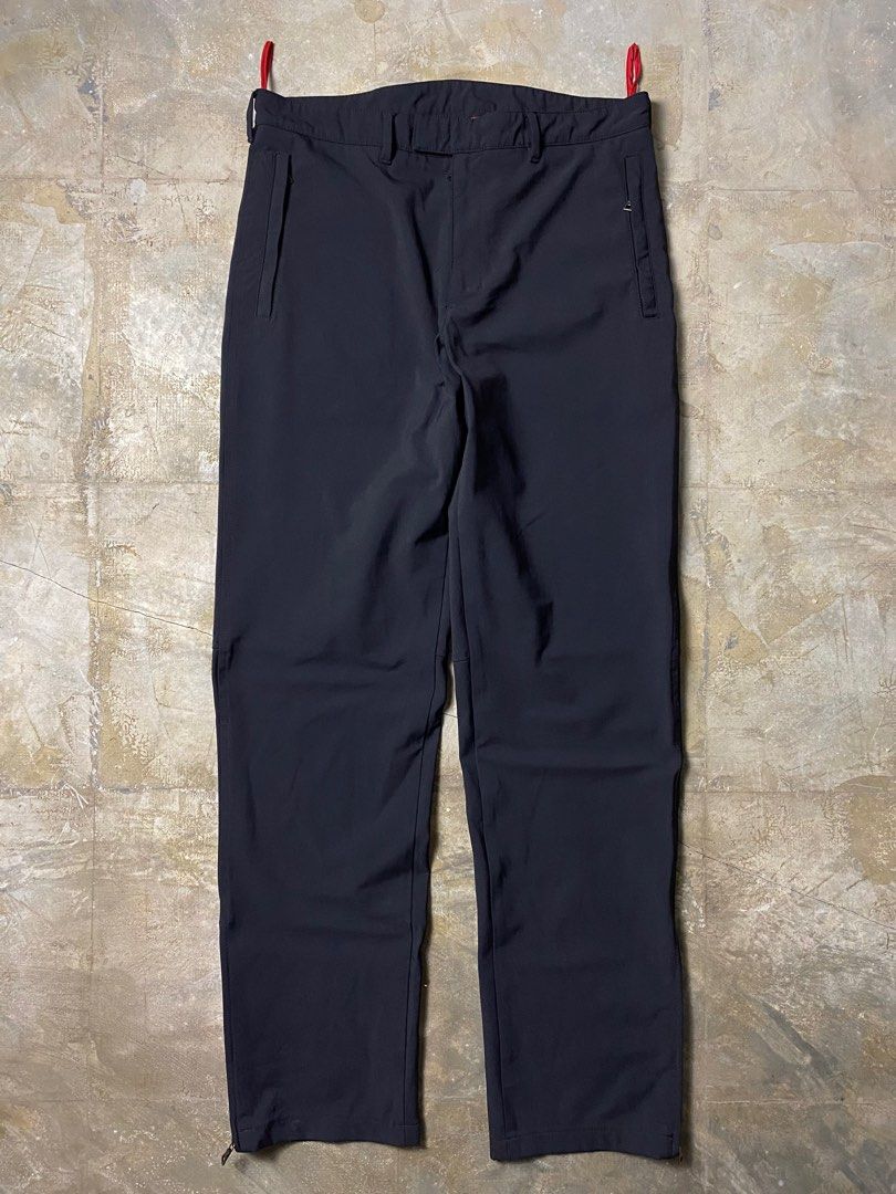 Prada SS99 Technical Trouser (Category: Trousers) located in Quezon City. Submitted by insidethreads_ (Listing ID 1389480264, Image 1). Description: Size: 30-31 Waist Condition: 10/10 Material: 100% Polyester Made in: Italy Dimensions Length: 41” Inseam: 32” Thigh: 12” Knee: 9.5” Leg opening: 7.5” Front rise: 10.5” .