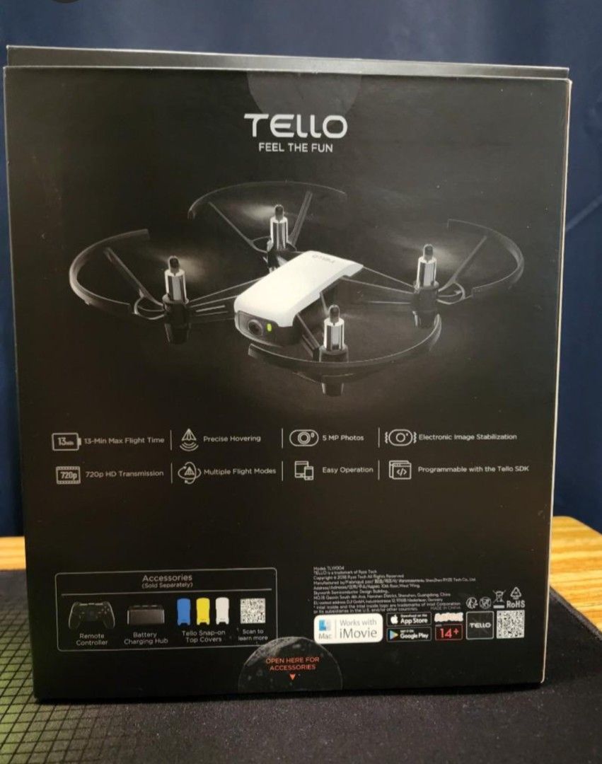 Small Tello Drone (Category: Drones) located in Taguig. Submitted by mejrocks (Listing ID 1389306675, Image 2). Description: Bought then used once. Then na stock na lang. I think you need to replace the battery that's why selling low. You can buy from. Shoppe. Sa yo na lang kung mahilig ka magkutingting. As-is, where-is. Bought from SM Aura for about 5K+. Tawad ka lang! But not too low please. Item is is Acacia Estates, Taguig. Sagot mo SF ha..