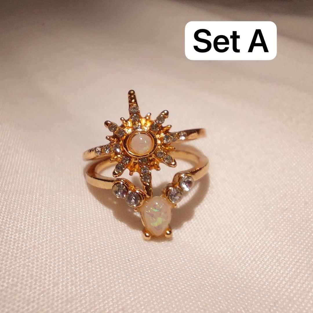 Stackable Ring set (Category: Rings) located in Kepala Batas. Submitted by imanfarisya_ (Listing ID 1389459722, Image 1). Description: Material : alloy Free 1 ring with a purchase .