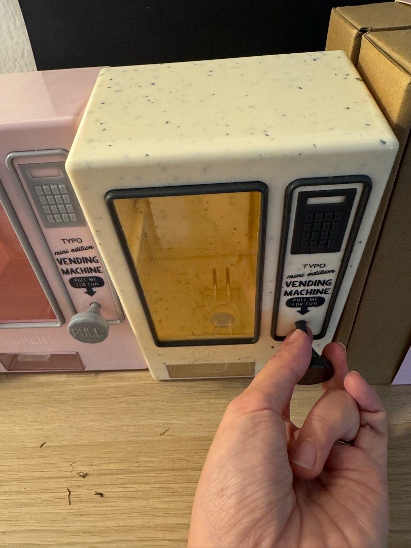 Tiny vending machine (Category: Interactive Toys) located in Singapore. Submitted by bargainbride (Listing ID 1389380268, Image 2). Description: 1 for $10 2 for $16 Can be used to dispense items. No capsules provided.