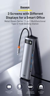  包順豐櫃🔥 Baseus 倍思  HUB Type-C CAHUB-CT0G Metal Gleam Series 11-in-1 Multifunctional Docking Station Space Gray   11合1 多功能集線器 Type-C 筆記本 音視頻 HUB 擴展塢64195857602819110